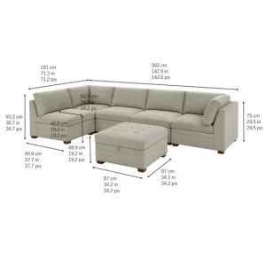 Alternative view of Thomasville Tisdale Modular Sectional 6-piece Beige with Storage Ottoman