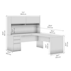 Alternative view of Stoneham L-Shaped Desk with Hutch and Pedestal