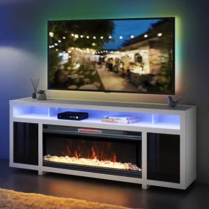 Alternative view of Tresanti Bennett LED TV Console with ClassicFlame Electric Fireplace