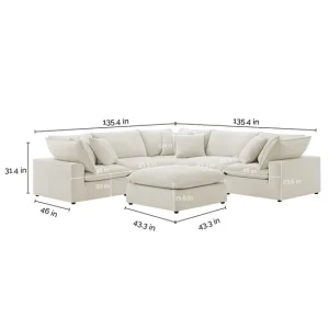 Alternative view of Sereen 6-piece Fabric Modular Sectional, Cream