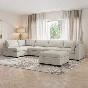 Thomasville Tisdale Modular Sectional 6-piece Taupe with Storage Ottoman